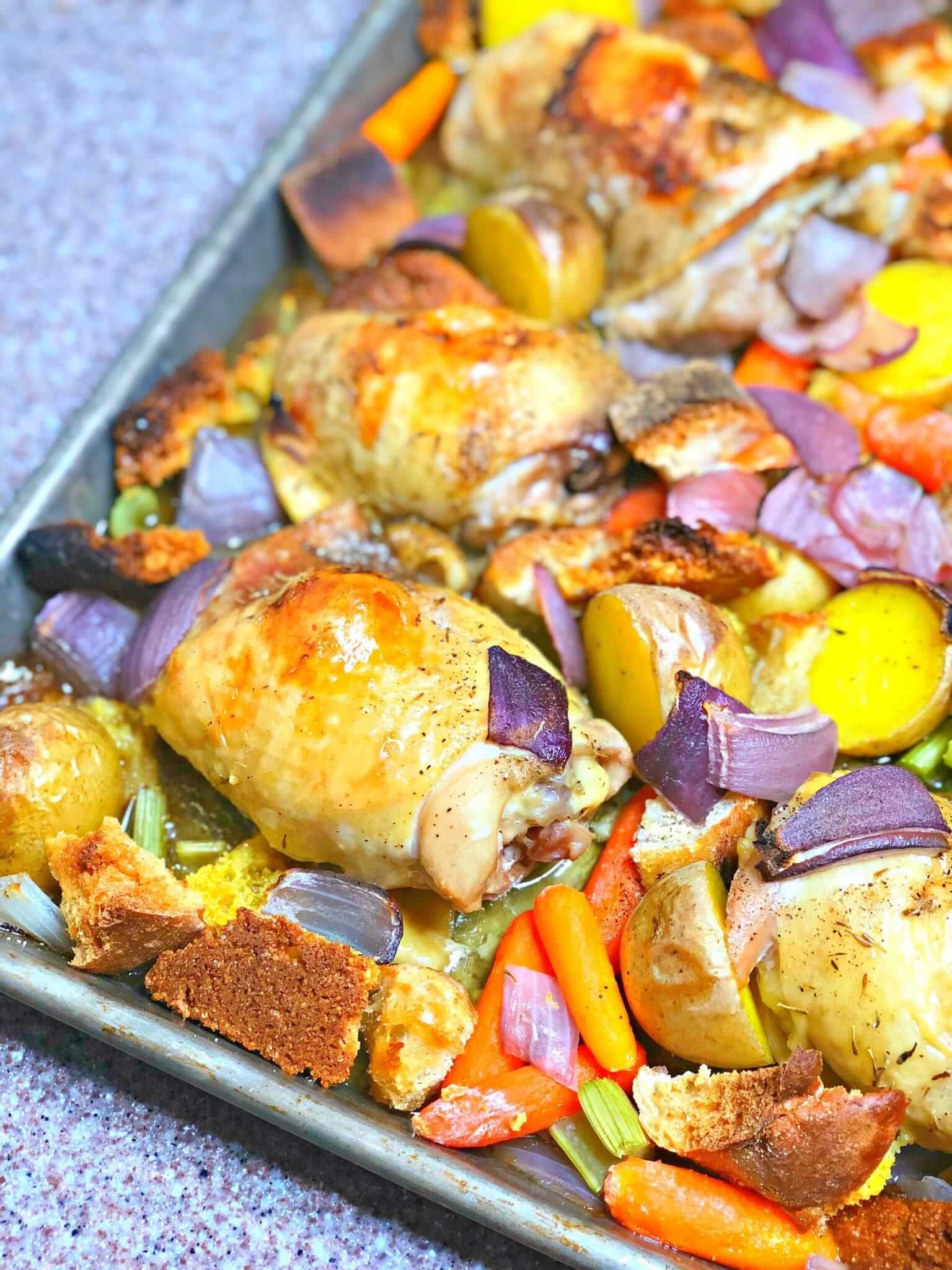 Chicken Dressing Sheet Pan Dinner - Lou Lou Girls