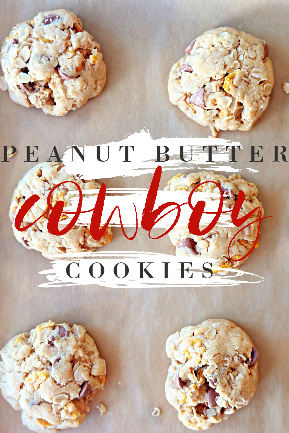 Peanut Butter Cowboy Cookies #peanutbutter #chocolatechips #cookie #dessert #cookierecipe