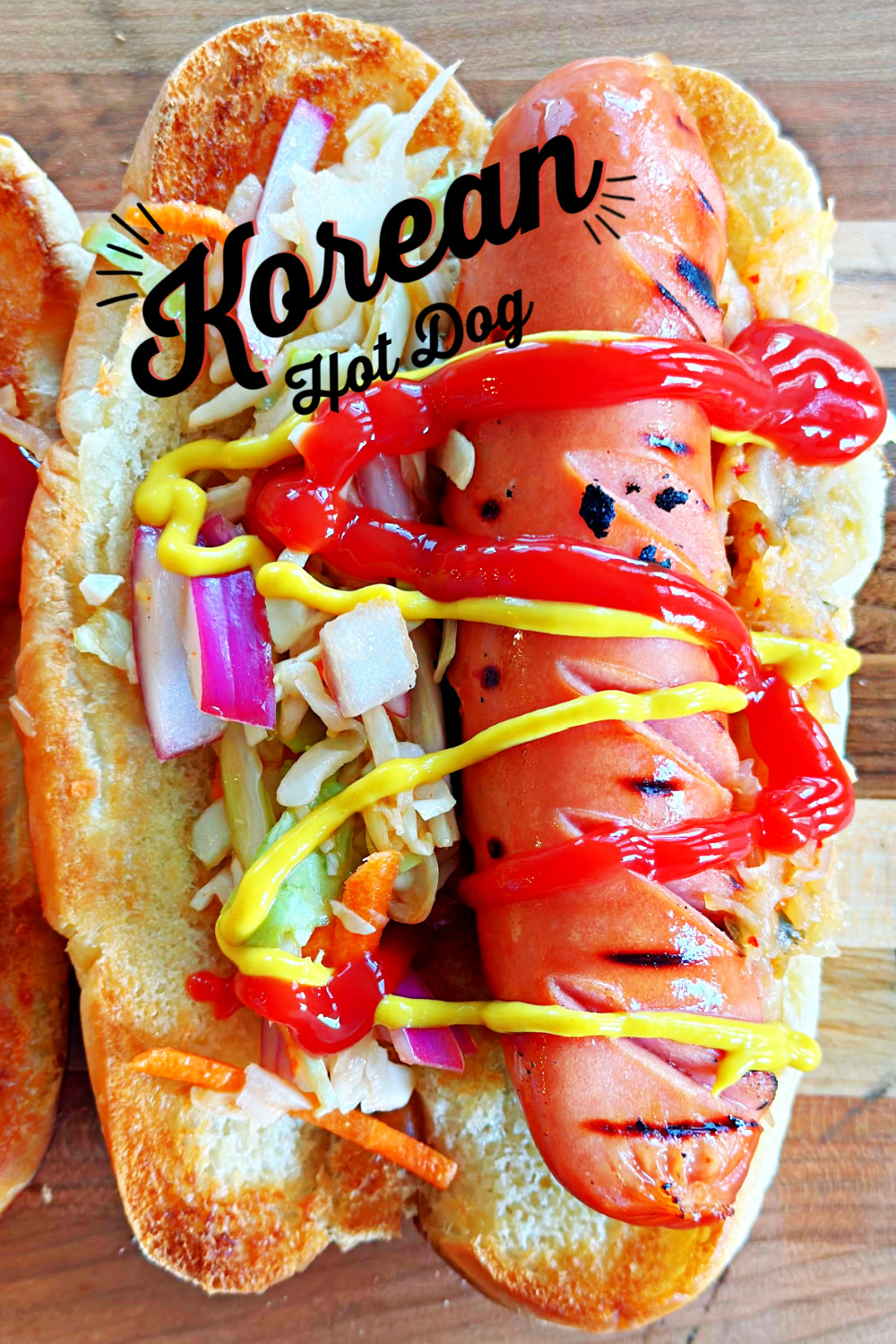 Korean Hot Dog #koreaninspired #hotdog #dinner #slawrecipe