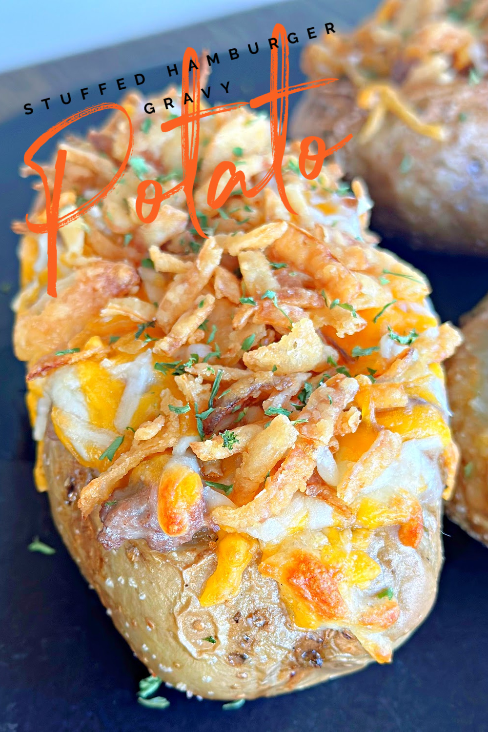 Hamburger Gravy Stuffed Potatoes #beefrecipe #potatorecipe #dinner #familydinner