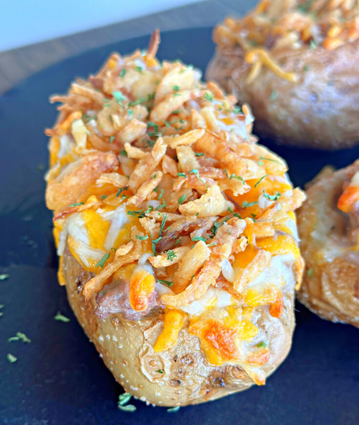 Hamburger Gravy Stuffed Potatoes