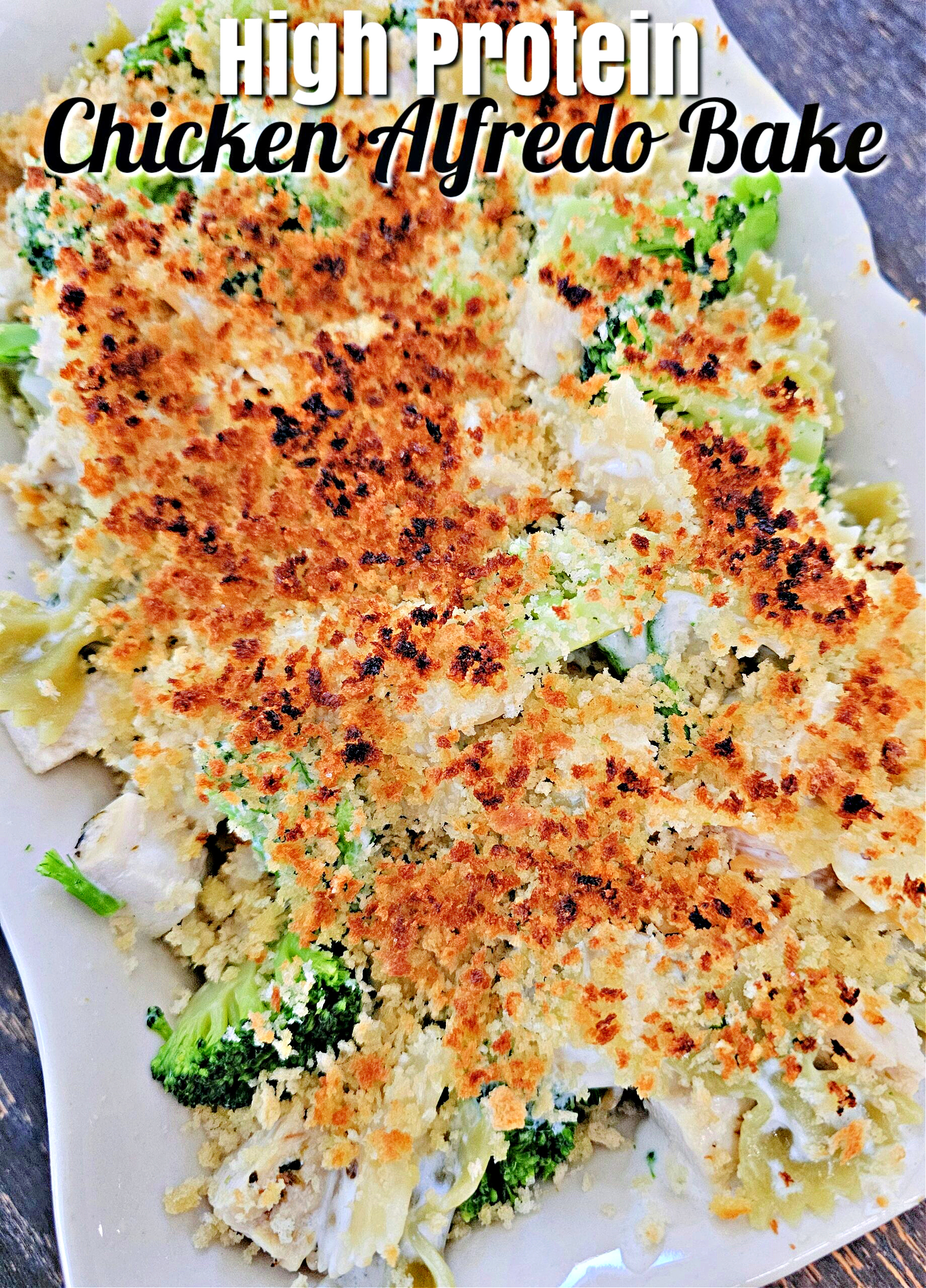 High Protein Chicken Alfredo Bake #chicken #alfredo #casserole #highprotein #dinner 