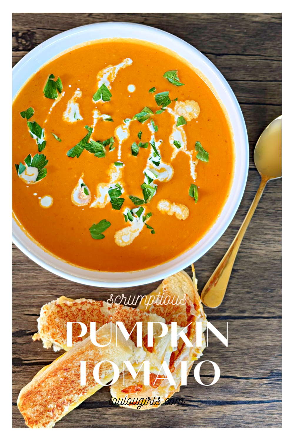 Pumpkin Tomato Soup #pumpkin #tomato #soup #fall #onepanmeal #dinner #appetizer #partyfood