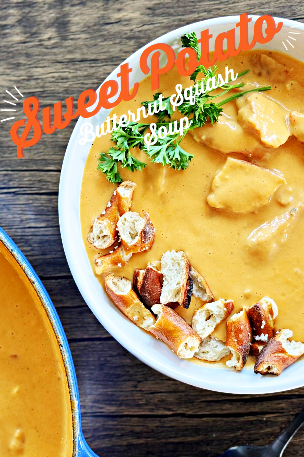 Sweet Potato and Butternut Squash Soup #soup #sweetpotato #butternutsquash #chicken #recipe #yum #fallrecipe #winterrecipe