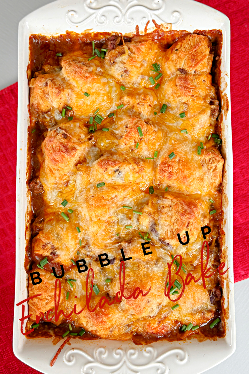 Bubble up Enchilada Bake #beef #enchilada #onepanmeal #casserole #easy #recipe #dinner #familydinner #quickdinner