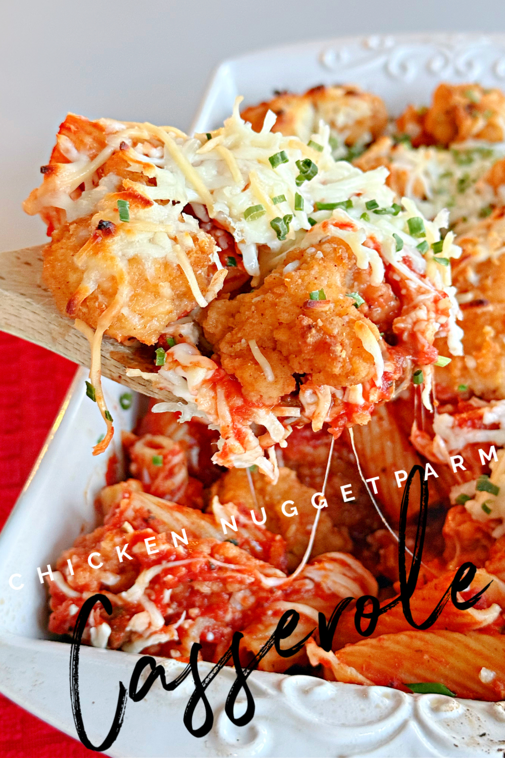 Chicken Nugget Parm Casserole #chicken #chickennugget #casserole #onpanmeal #dinner #recipe #easy #familydinner